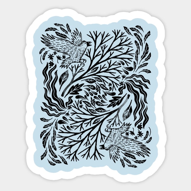 birds in the forest Sticker by MatthewTaylorWilson